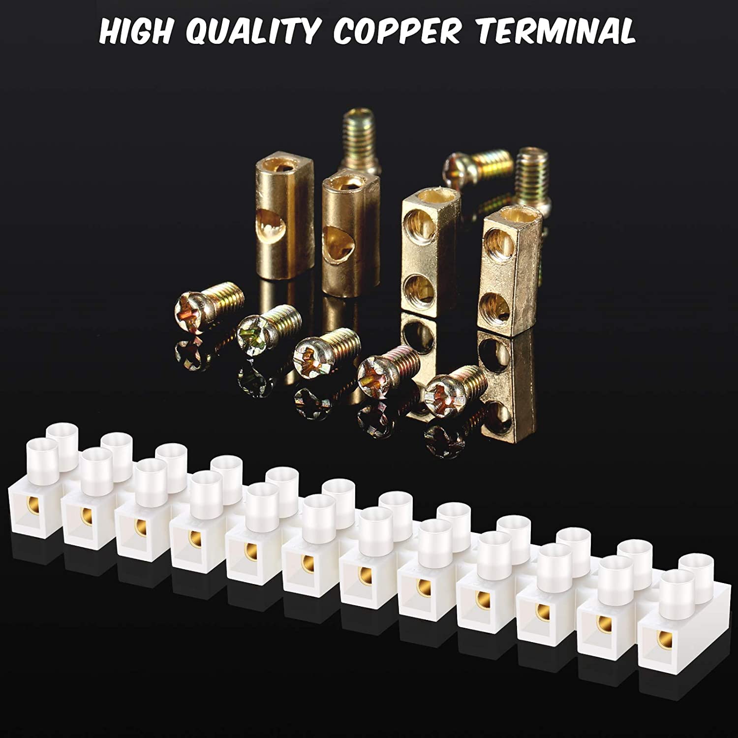10 Pcs Bloques de terminales eléctricos 10A 380V Bloque de terminales de tornillo de doble fila Bloque de tiras de 12 posiciones para cables Conexión de electrodomésticos