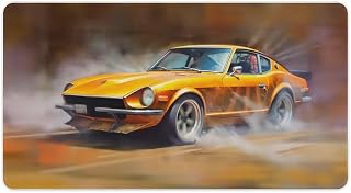 Large Mouse Pad JDM Car 240z Art Oil Painting Motion Blur Smoke Desk Mat Computer Accessories Gaming Office Organizers Supplies Decor Essentials Keyboard Pads for Desk Rubber 40X75cm