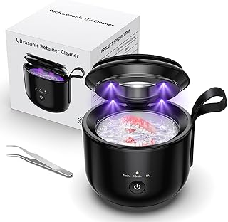 Limpiador Ultrasónico Inalámbrico para Prótesis Dentales, 48 kHz, 125 ml, 3 Modos, Luz UV, Batería 2000 mAh