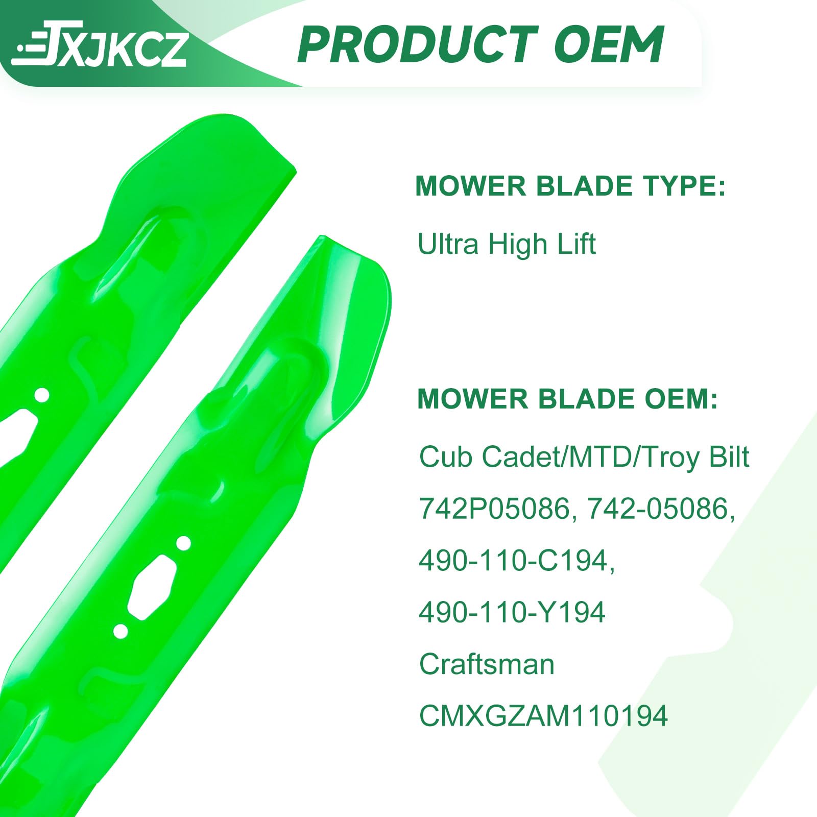 Paquete de 3 cuchillas de alta elevación para cortacésped OEM 742P05086 742-05086 compatible con Cub Cad et MTD ZT1-54 ZT2-54 XT1-GT54 XT2-ST54 de 54 pulgadas