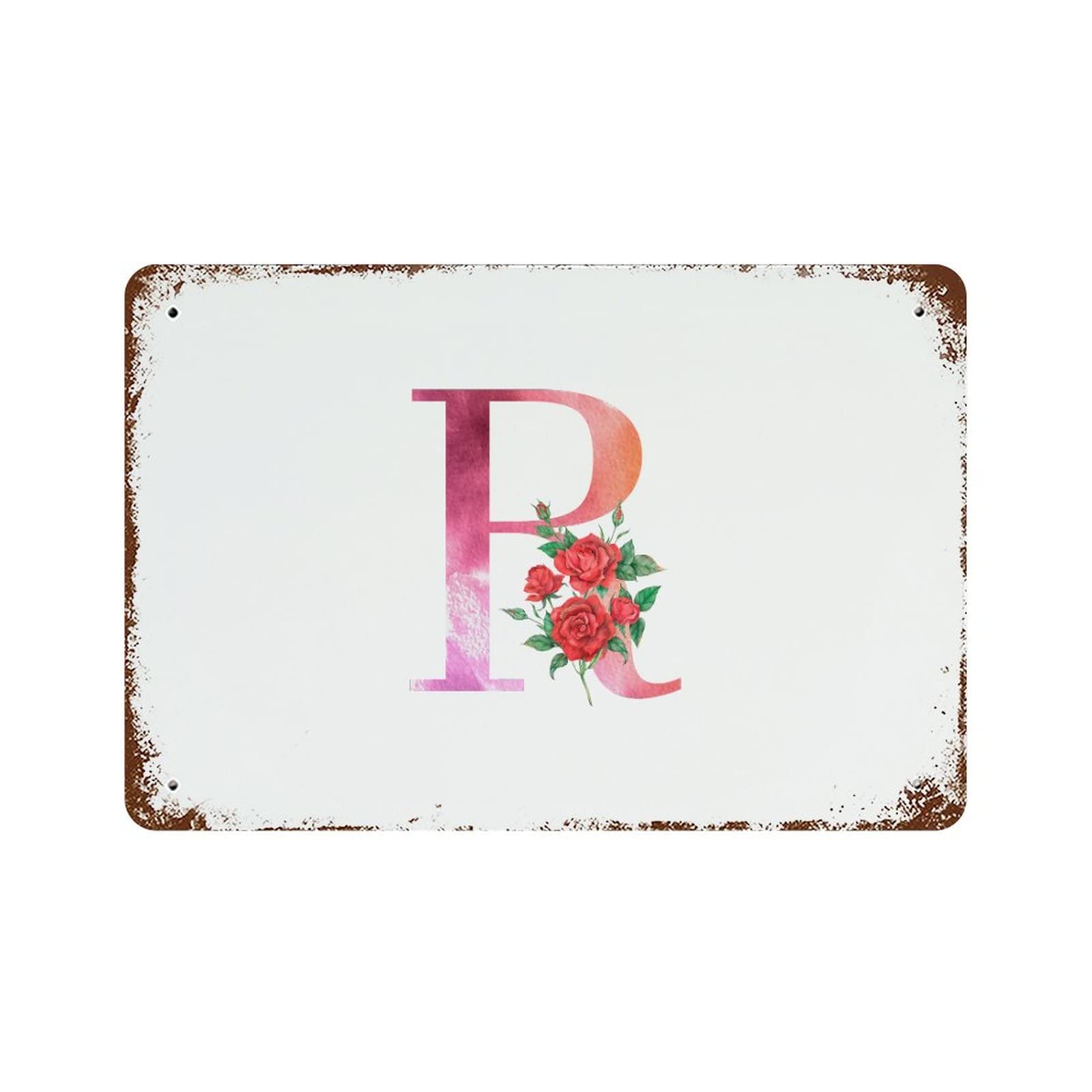 Lettres de l'alphabet rétro de style vintage rouge floral Signes R pour maison