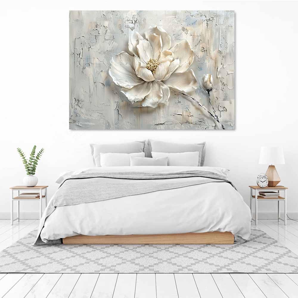 AMXBZC Nowoczesne Abstrakcyjne Zdjęcia Piękny Kwiat Plakat Salon Łazienka Plakat Na Płótnie Drukowanie Dekoracja Biuro Sztuka Ścienna Obraz (Biały 1-80x120cm Oprawiony