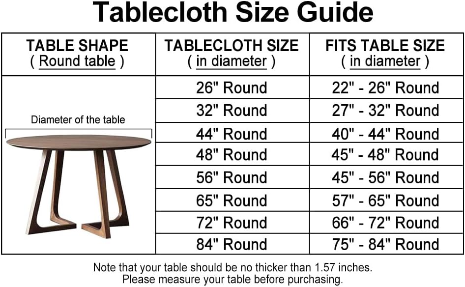 Miniatura 2 de LIBERECOO Mantel de vinilo redondo transparente ajustable para mesas de 49 a 56 pulgadas de diámetro, funda elástica resistente y con borde