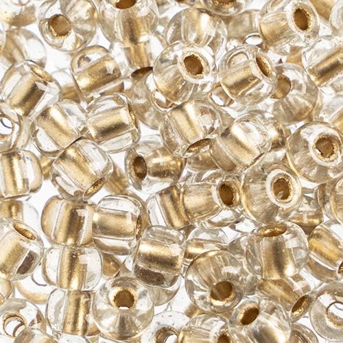 Preciosa Czech Seed Beads 32/0 (8mm) Transparent Crystal Bronzlined - 250g Bulk Bag Beads for Jewelry Making and Crafts