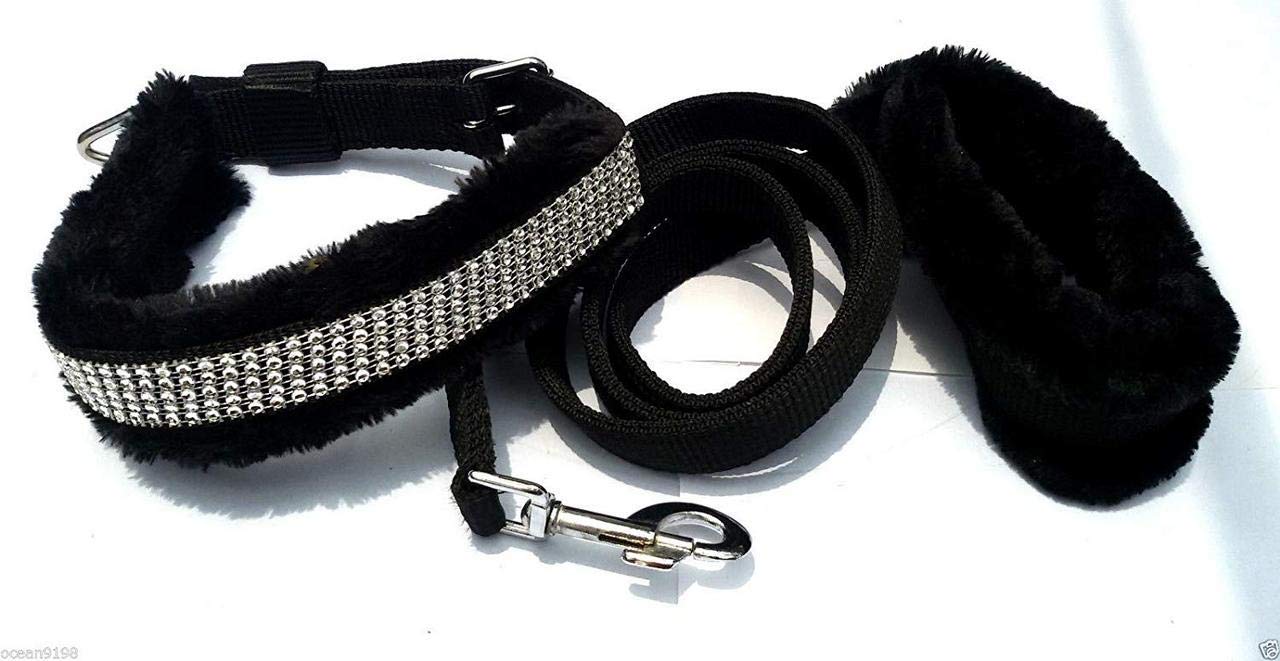 BLACK DOG Leash and Collar for Large Dogs with Fur Diamond Nylon Double Strip Set for Adult Medium to Large Dogs, Minimum & Maximum Neck Round Size -20 inch - 24.5 inch (1.25 inch-Large, Black) (B089RPV7L8) Amazon Price History, Amazon Price Tracker