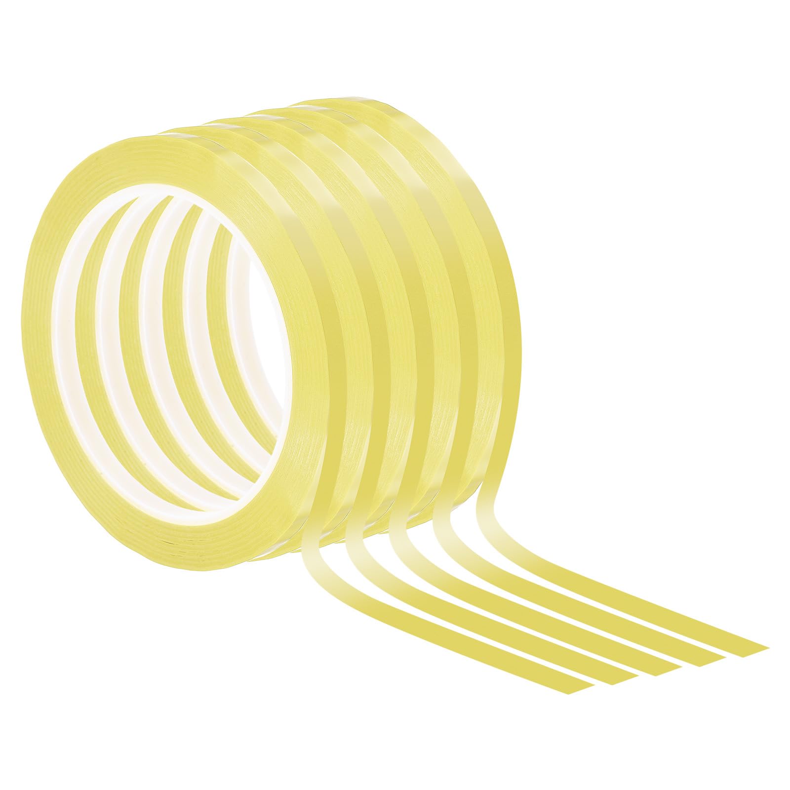 PATIKIL 9/32"(7mm) Whiteboard Tape, 5 Pack Thin Dry Erase Tape 72 Yard(66m) for Graphic Chart Marking DIY Art, Light Yellow
