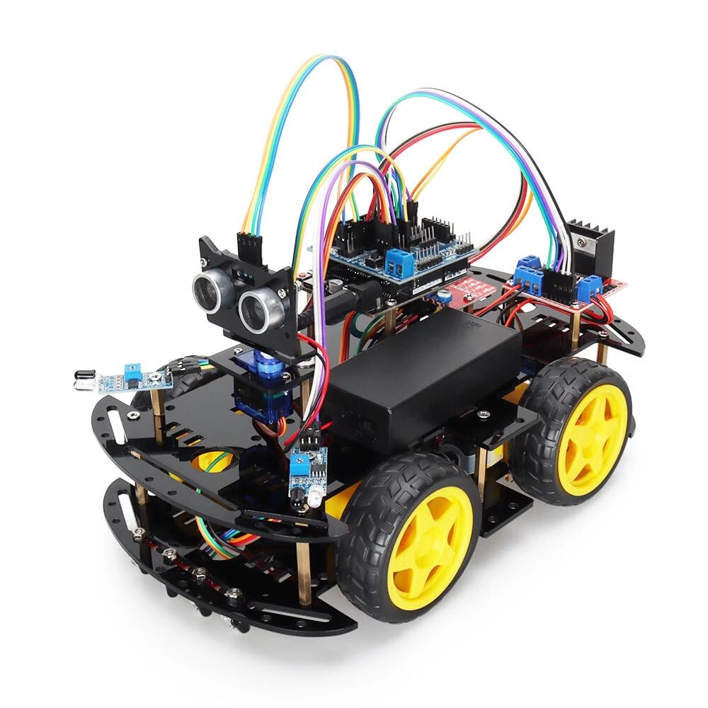 VIDOO Automatyka Inteligentny Robot Samochód Zestaw do Programowania Arduino z Czujnikami Ultradźwiękowymi i Podczerwieni Śledzenie Linii Unikanie Przeszkód DIY Edukacyjny Zestaw STEM