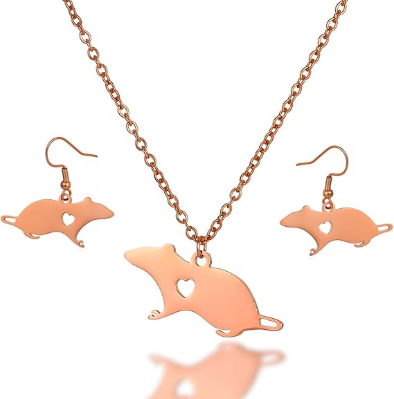 Amazon かわいいマウスアクセサリー ネズミペンダントネックレス 動物ステンレススチールネックレス ネックレス 通販