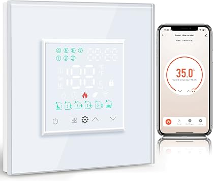BSEED Smart Alexa Water Thermostat Programmable Temperature Controller for Water Heating Equipment 5A Thermostat Underfloor Heating Compatible with Alexa and Google Home White Hub Unrequired