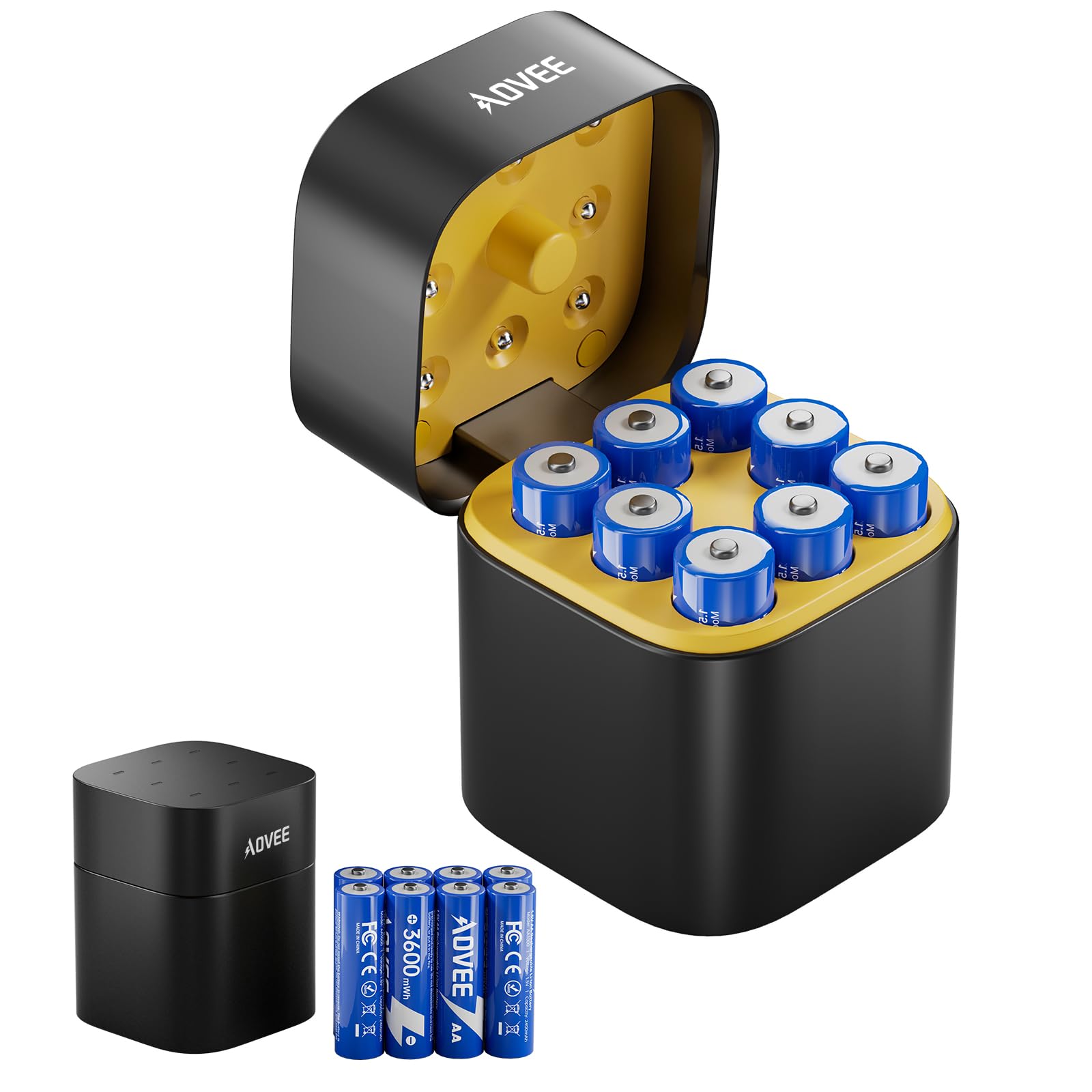AOVEE Rechargeable AA Lithium Batteries 8 Packs with Fast Charger,1.5V 3600mWh High Capacity Long Lasting Li-ion Double A Batteries Cycle Times up to 2000x