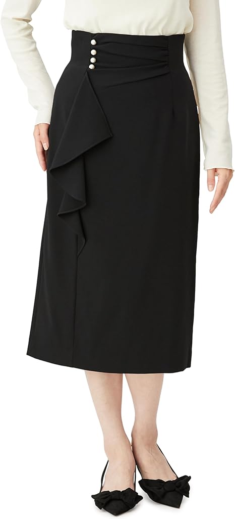 STRATEAS CARLUCCI 黒ラッフルタイトスカート STRATEAS CARLUCCI 黒ラッフルタイトスカート