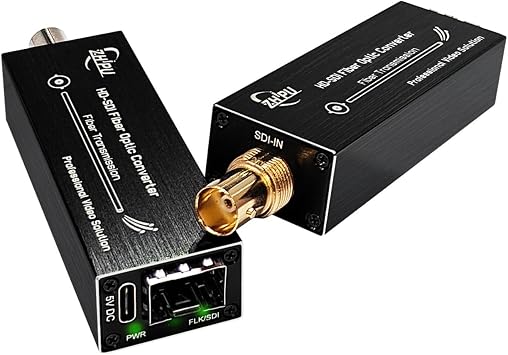 HD-SDI to Fiber Converter, Uncompressed Optical Extender Kit for Security Camera CCTV Video, Support 1080P Over Single-Mode SMF up to 20km, Mini Design with Type-C Power, a Pair