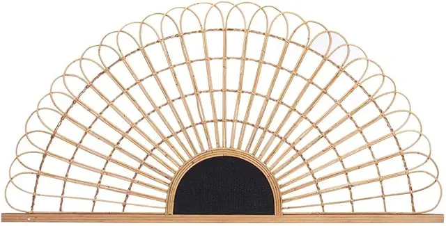 Brown Rattan Fan Headboard 160x80cm - Sänggavel Rotting