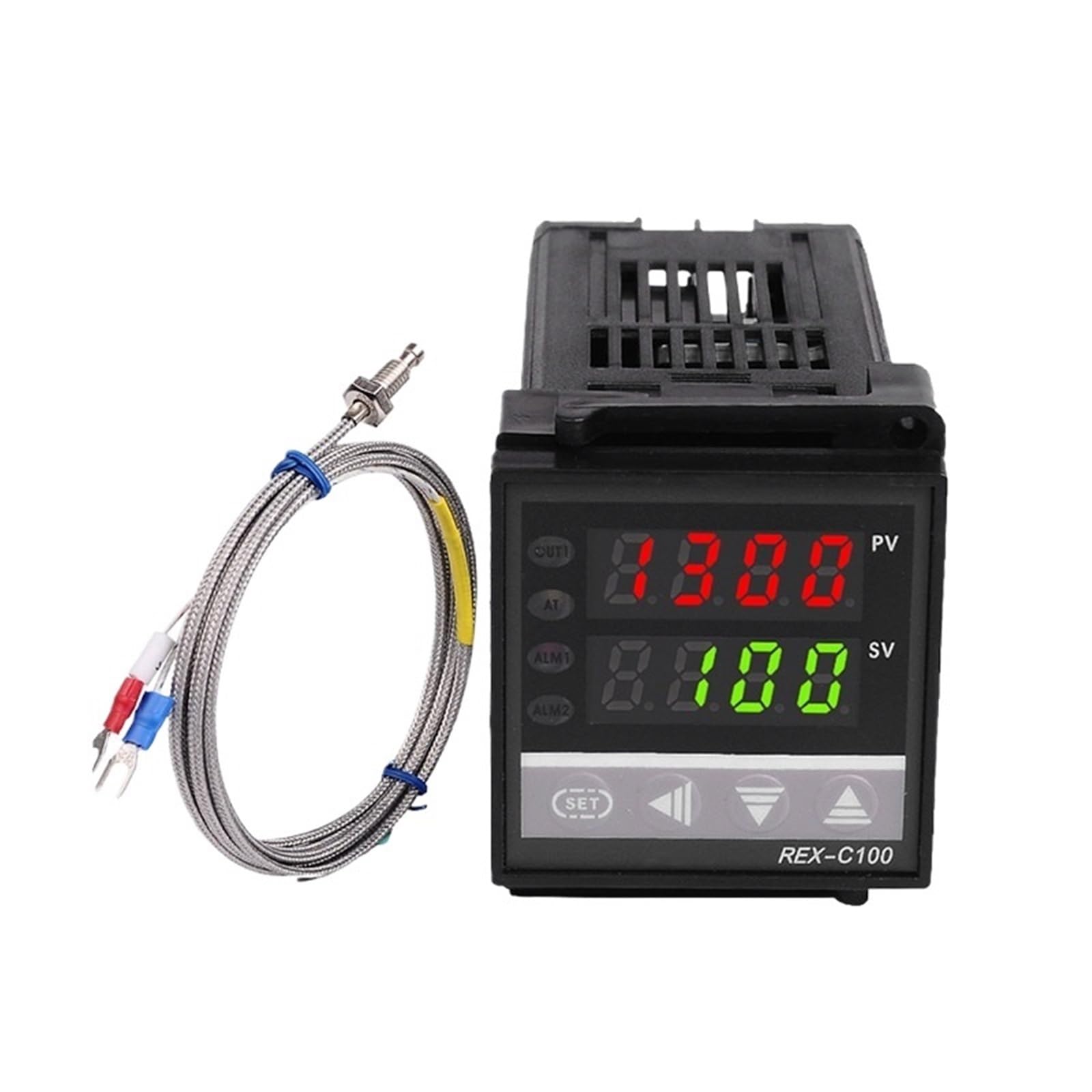 Podwójny cyfrowy regulator temperatury RKC PID REX-C100 z czujnikiem termoparą K, wyjście przekaźnikowe