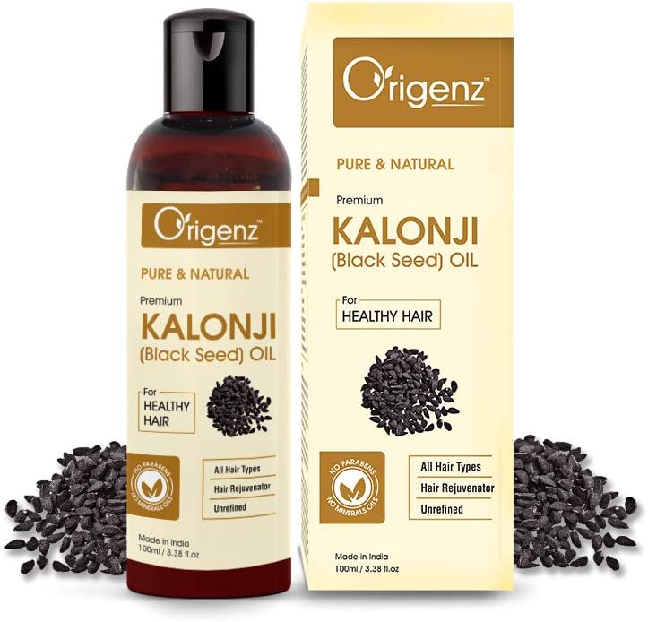 Origenz Natural Black Seeds Kalonji Oil 100 ml for Hair Care, Healthy Scalp, Helps to Control Dandruff & Hairfall | In Bottle 3.38 oz