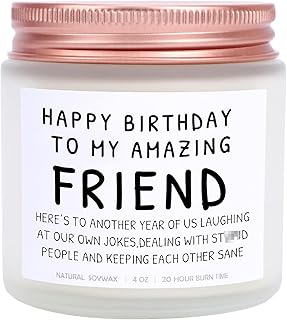 Happy Birthday Gifts for Friends Friendship Gift Funny Gift for Women Birthday Gifts for Best Friend, Coworker, Bestie Present Lavender Candle Gift for Mom, Valentines Day Mothers Day Present (4Oz)