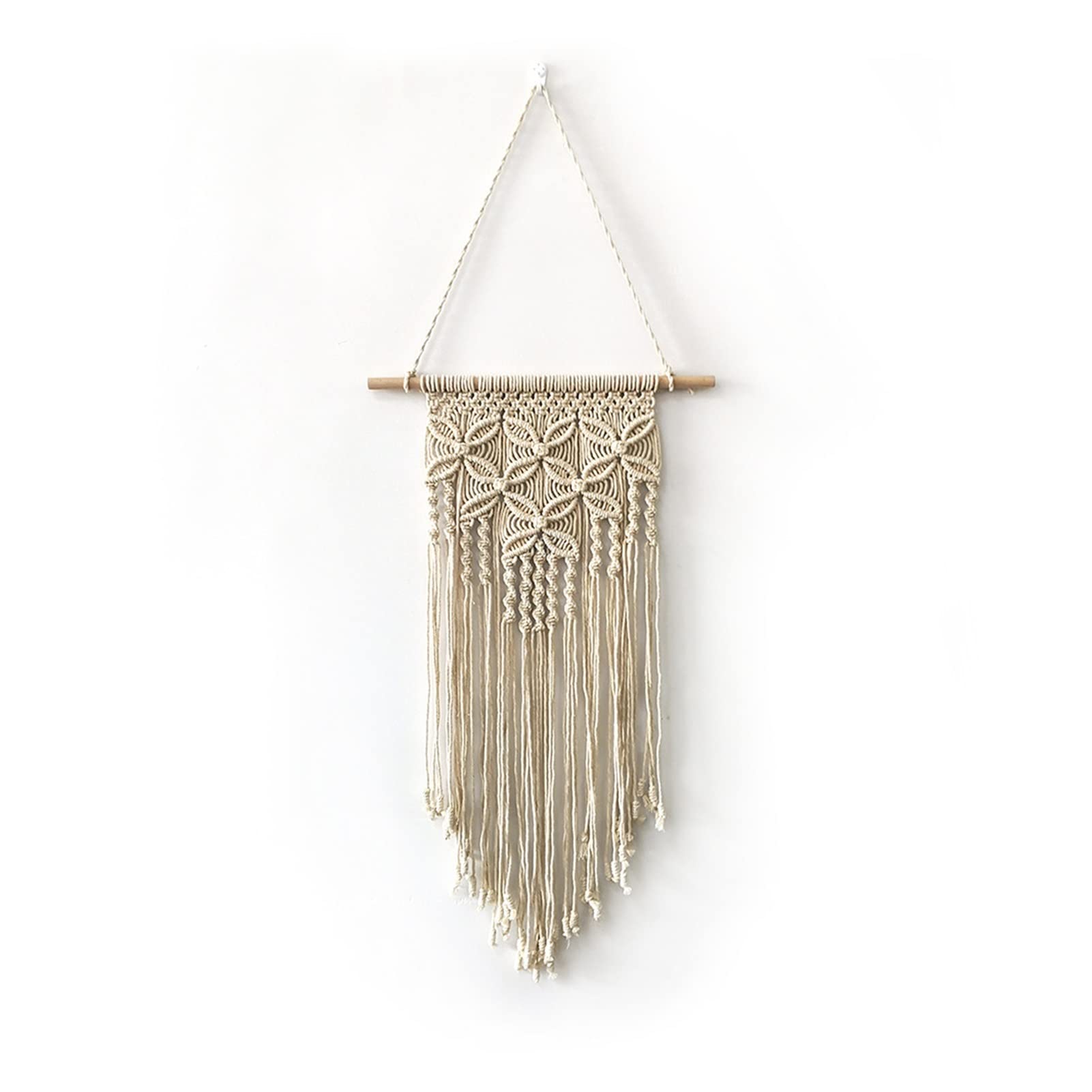 CRYSEU Macrame Woven Wall Hanging Tapestry Chic Bohemian Room Dorm Decoration Geometric Tapestry