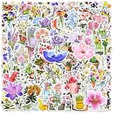 JAXICREY Flower Stickers, 100Pcs Self Adhesive Floral Aesthetic Scrapbook Stickers, Waterproof Nature Flowers Sticker, Craft Stikers for Adults, Scrapbook Supplies, DIY, Laptop, Water Bottle, Journal