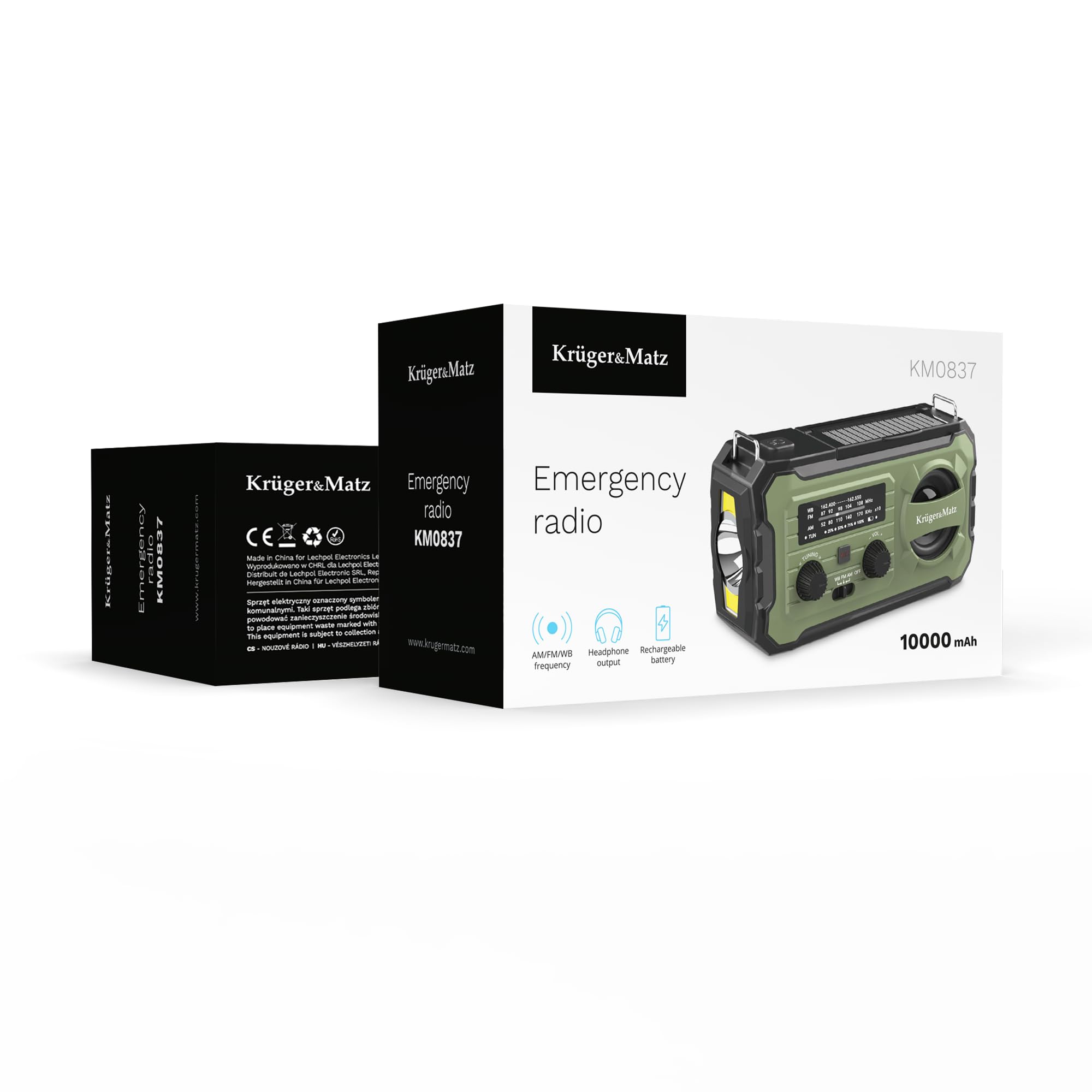Radio solarne przenośne SOS powerbank 10000mAh latarka dynamo Kruger&Matz