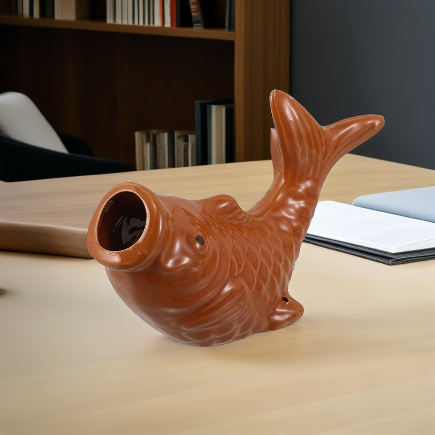 Ceramic Fish Pond Spitter Fountain Outlet, Yellow Carp Water Spray Sprinkler for Outdoor Garden and Courtyard Water Feature