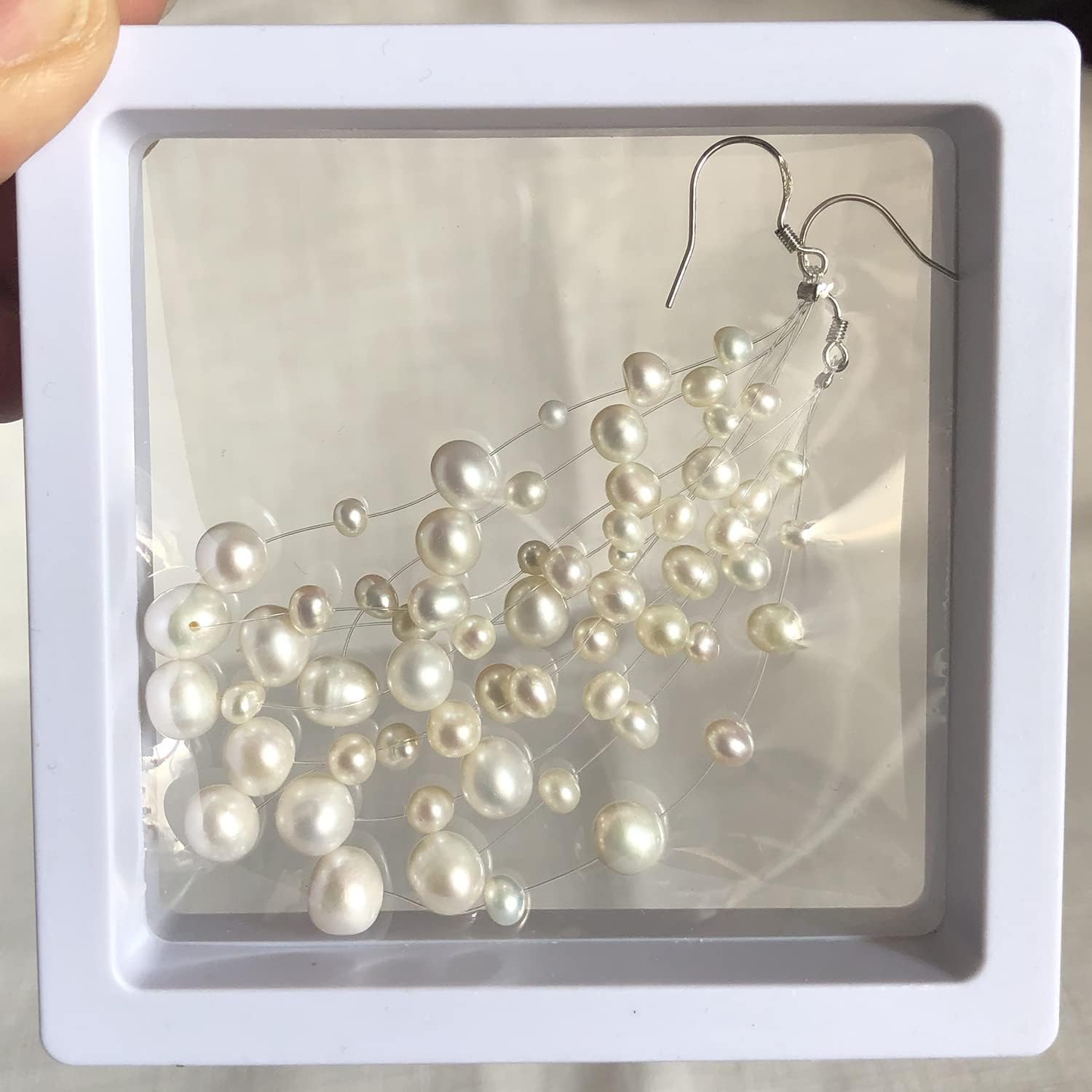 Alevel Freshwater Cultured Pearl White, Gypsophila Baroque Pendant 925 Sterling Silver Multi Strands Earrings & Necklace, Women Gifts