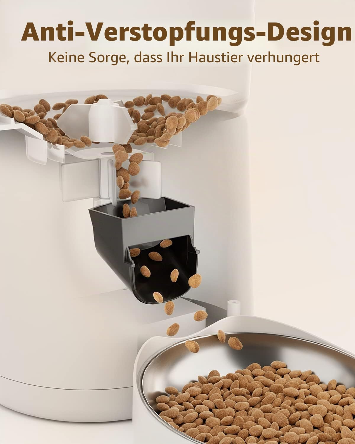 PUPPY KITTY Futterautomat Katze & Hund, 2,4 G WiFi intelligenter Katzenfutter Automat mit Edelstahlnapf für Trockenfutter, App-Steuerung, Sprachaufzeichnung, 1-10 Mahlzeiten pro Tag