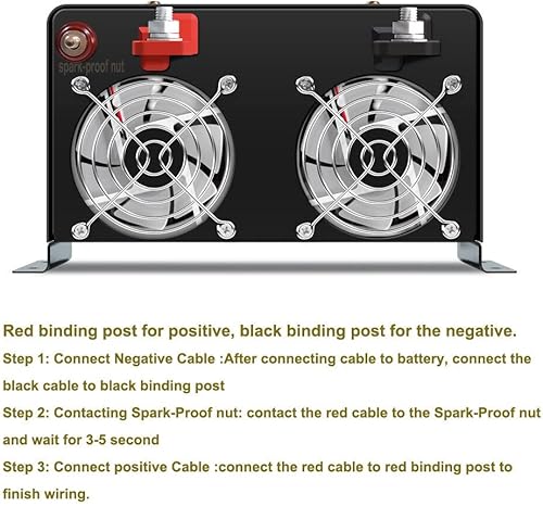 Miniatura 6 de WZRELB Inversor de onda sinusoidal pura de 3000 W 24 V CC entrada a 120 VCA 240 V CA salida de fase dividida, 4 salidas de CA, terminal de cable de