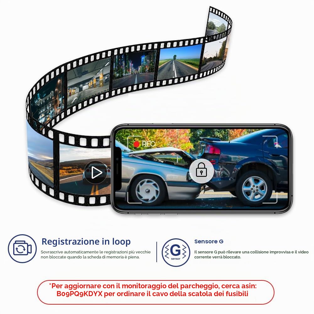 Fitcamx 4K Dash Cam Adatto per Toyota RAV4 LE XLE Limited XSE Adventure SE Premium Hybrid Gen5 del 2022-2025 (Modello B), UHD 2160P Video WiFi, G-Sensor, Registrazione in loop, Plug&Play, 64 GB