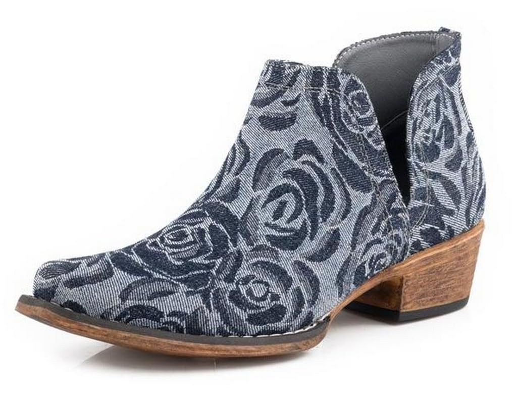 ROPER Womens Ava Denim Floral Ankle Boot