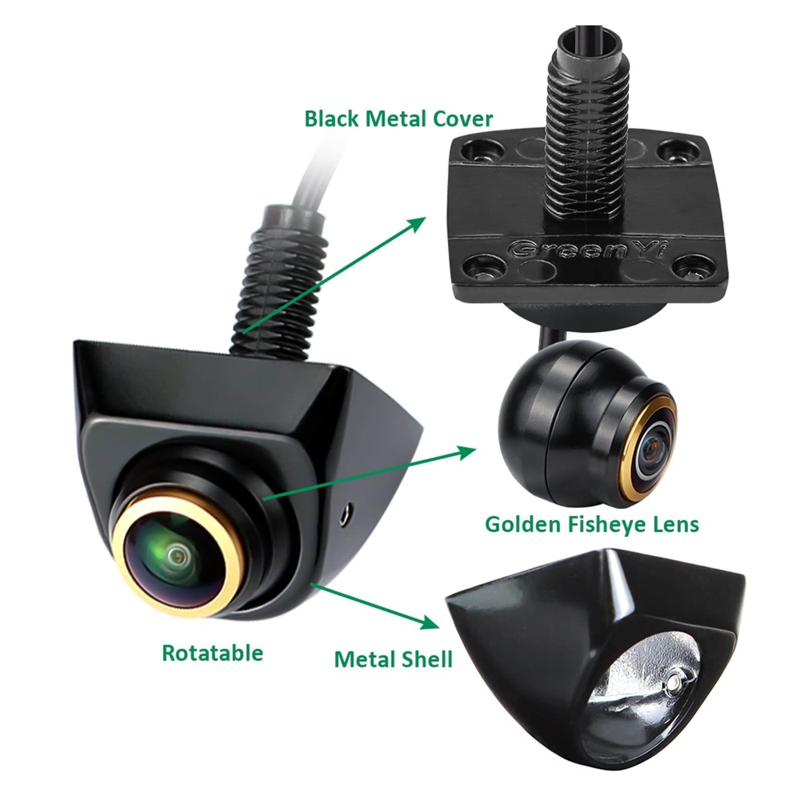 4-pinowy kabel głowicy lotniczej Obiektyw typu rybie oko HD 1080P ° Regulowana tylna kamera cofania do monitora AHD(AHD1080P/CV)