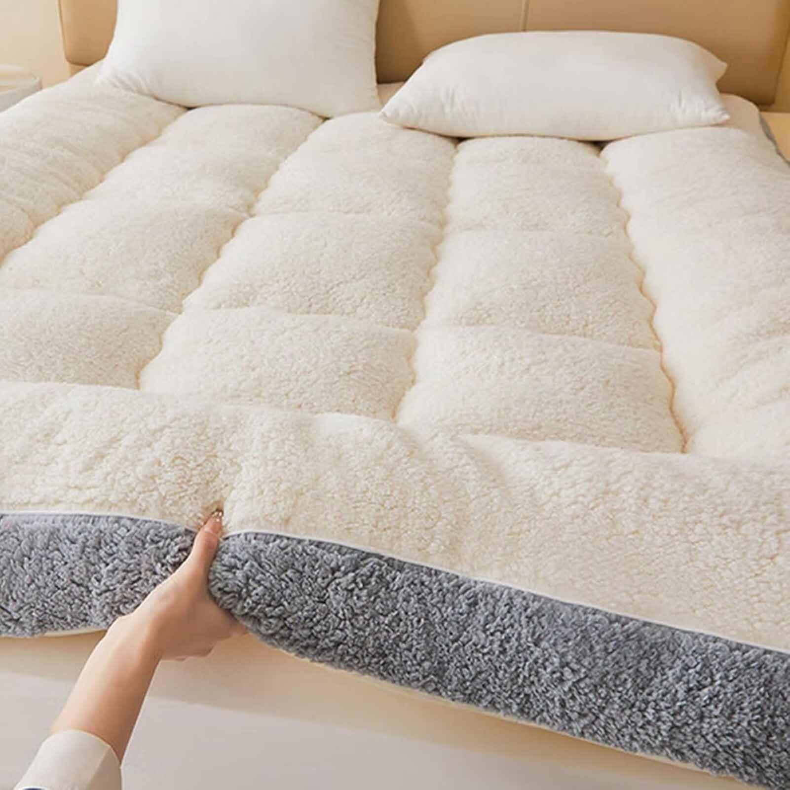 Podwójny japoński futon pokrowiec na materac z wełny jagnięcej narzuta składana pościel do akademików naturalna 90 x 200 cm pościel przytulne i stylowe rozwiązanie do spania