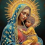 Kits de pintura de diamantes 5D de forma especial para adultos, Religión Virgen María Taladro parcial DIY Pintura de bordado de diamantes por números con diamantes 30 x 30 cm, SH523