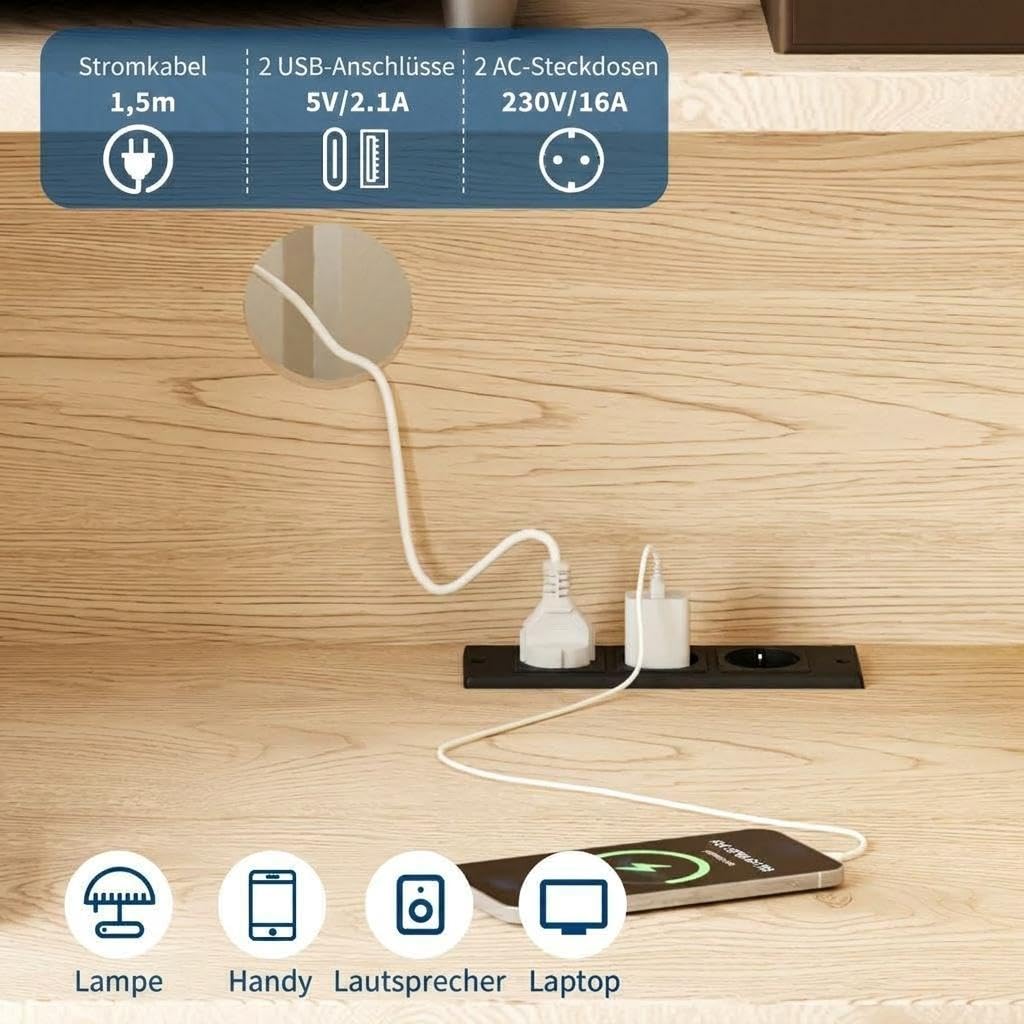 Garvee Großes Plattenspieler Regal, Schallplattenregal für bis zu 350 Vinyl, Holzregal mit USB und Steckdose – Offenes Design für Wohnzimmer, Schlafzimmer, Büro – Naturholz