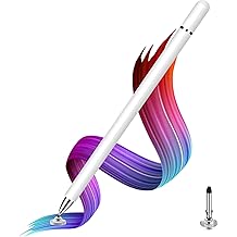 Dyazo Aluminum Super Light Weight Capacitive Stylus Pen for Touch Screen Devices with Fine Point Disc Compatible with All iOS and Smart Android Phone &amp; Tablets Non Magnetic (White)