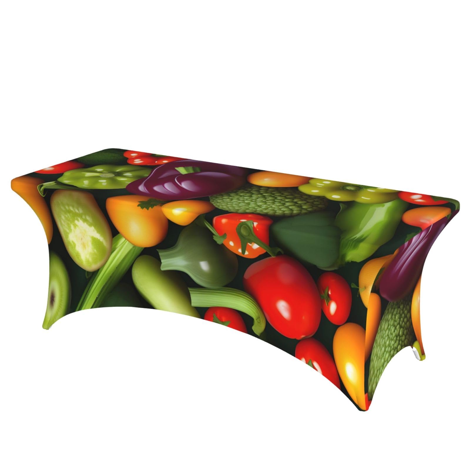 NImongt Vegetable Fruit Print Elastic Rectangular Tablecloth Holidays Family Banquet Wedding Party Table Cover