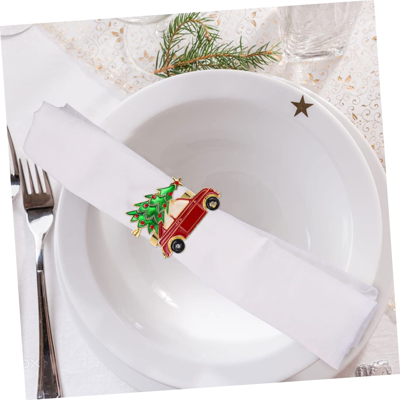 PRETYZOOM Rond Serviette Pour Noel 30 Pièces Ronds De Serviette De Noël Decoration Table Noel Decoration Noel Table Décoration De Table Ornement Ronds De Serviette En Alliage Porte-serviettes En Métal