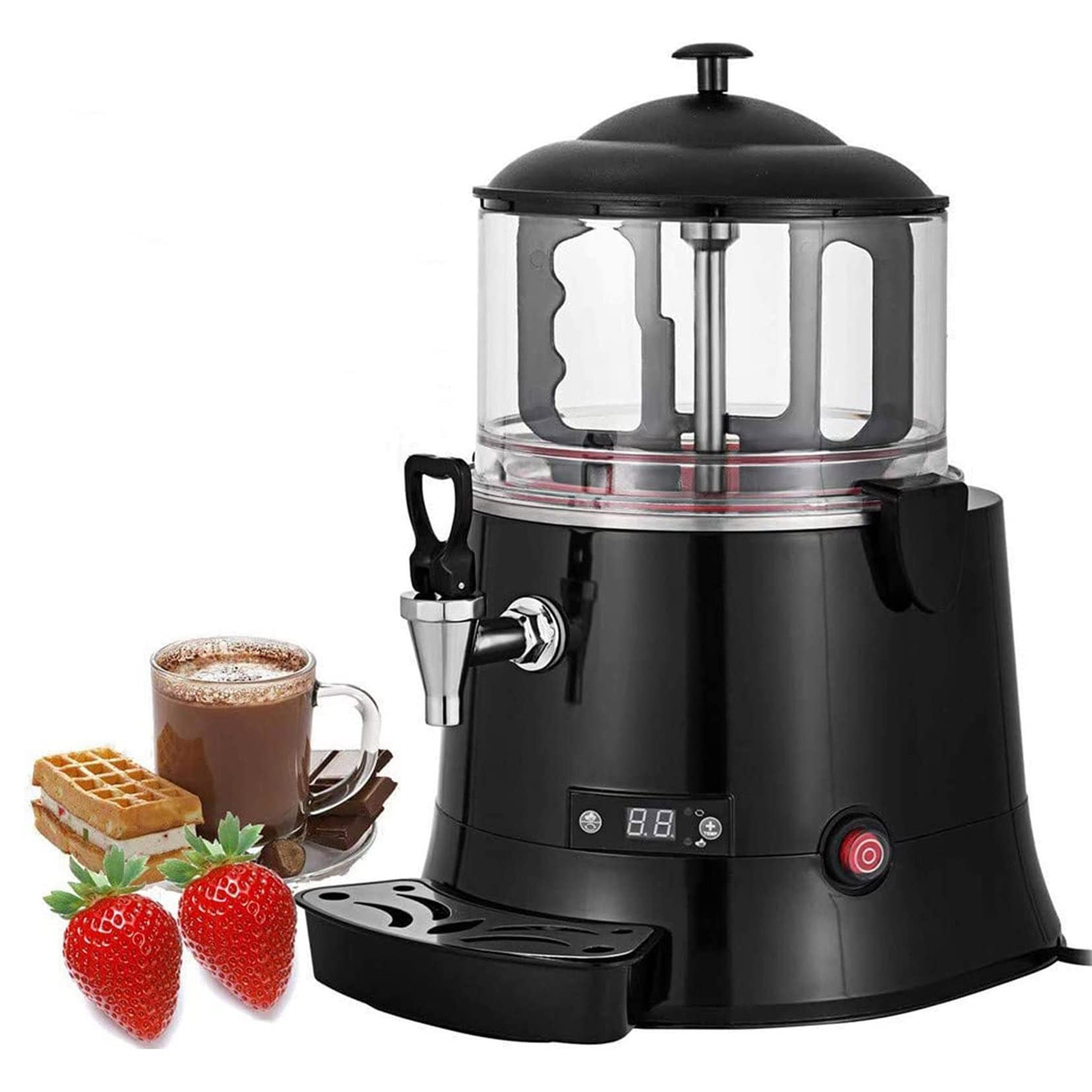 Hot Chocolate Machine, Commercial Hot Chocolate Dispenser Machine, 30~90℃/186~194F Adjustment Hot Coco Making Machine, Hot Drink Milk Machine with LED Display,10L(5L)