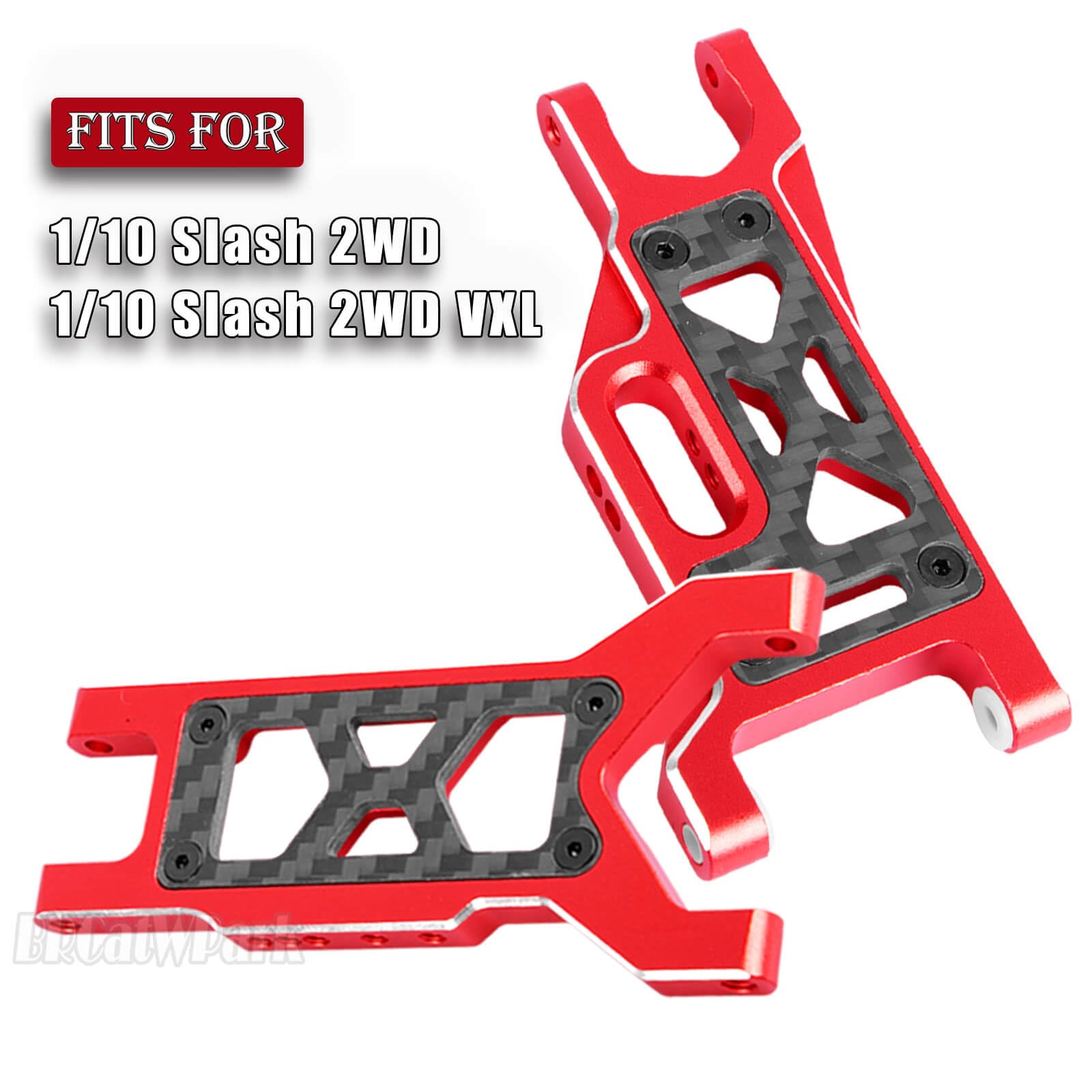 BRCatWPark Aluminum Suspension A Arms Upgrades Part for 1/10 Slash 2WD (VXL),RC Front Rear Suspension Arms A-Arms w/Tie Bar Hops up,Red