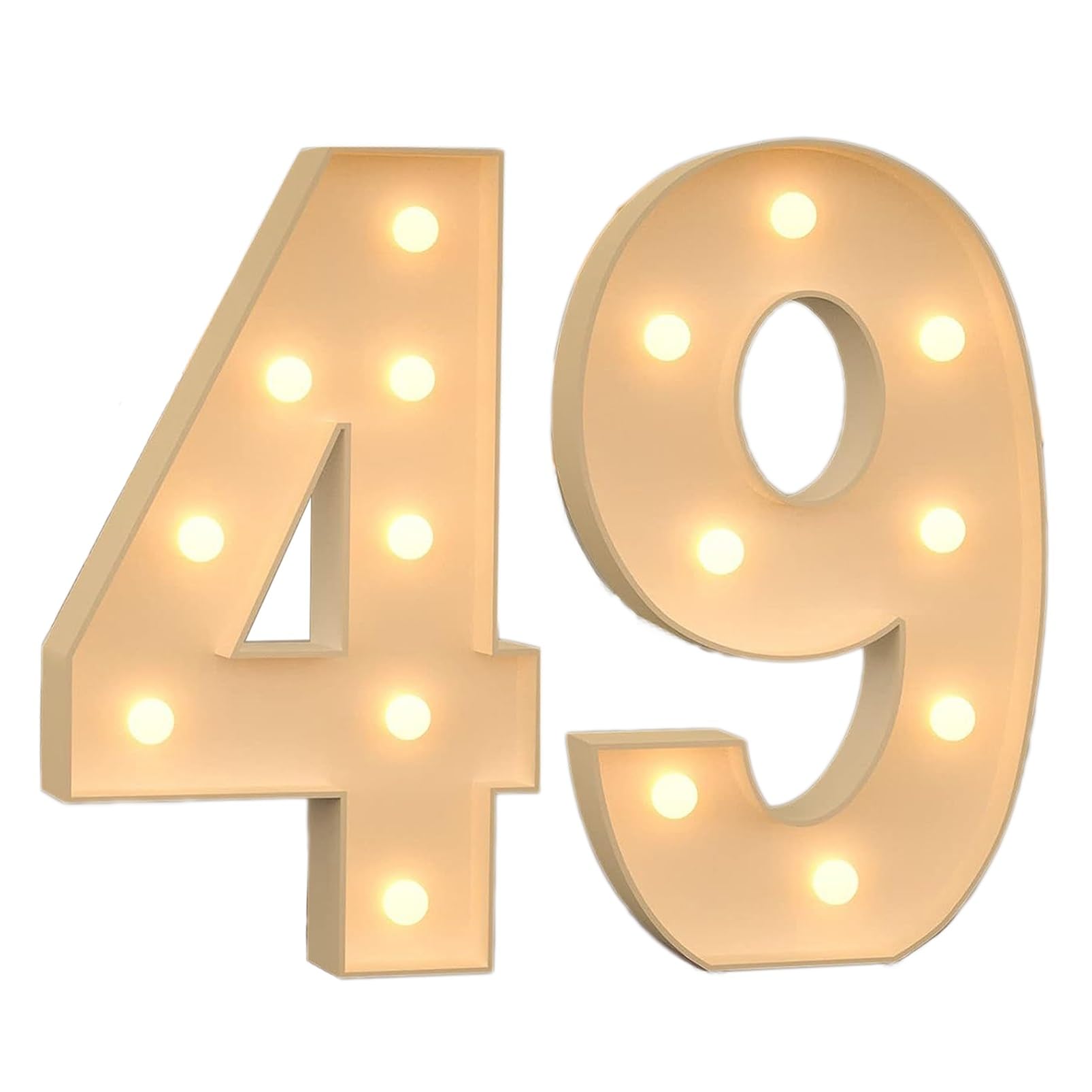 Marquee Light Up Numbers, 3ft/4ft Giant Mosaic LED Numbers Light Sign, Pre-Cut Mosaic Numbers Kit for Wedding Anniversary Bar Home Birthday Party Decoration ( Color : Number 49 , Size : 100CM/3.3FT )