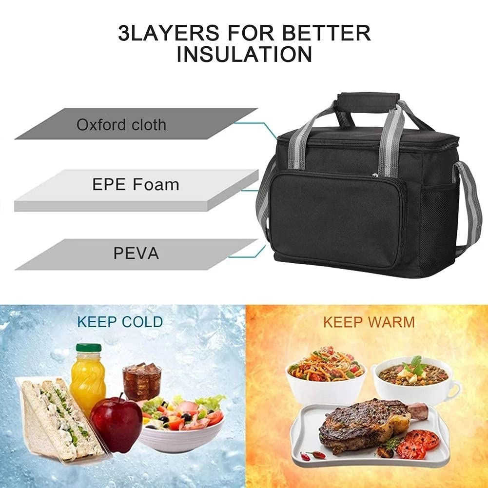 Fiambrera portátil Mejorada, Bolsa con Aislamiento térmico, Bolso para refrigerador para Mantener congelado o Caliente al Aire Libre