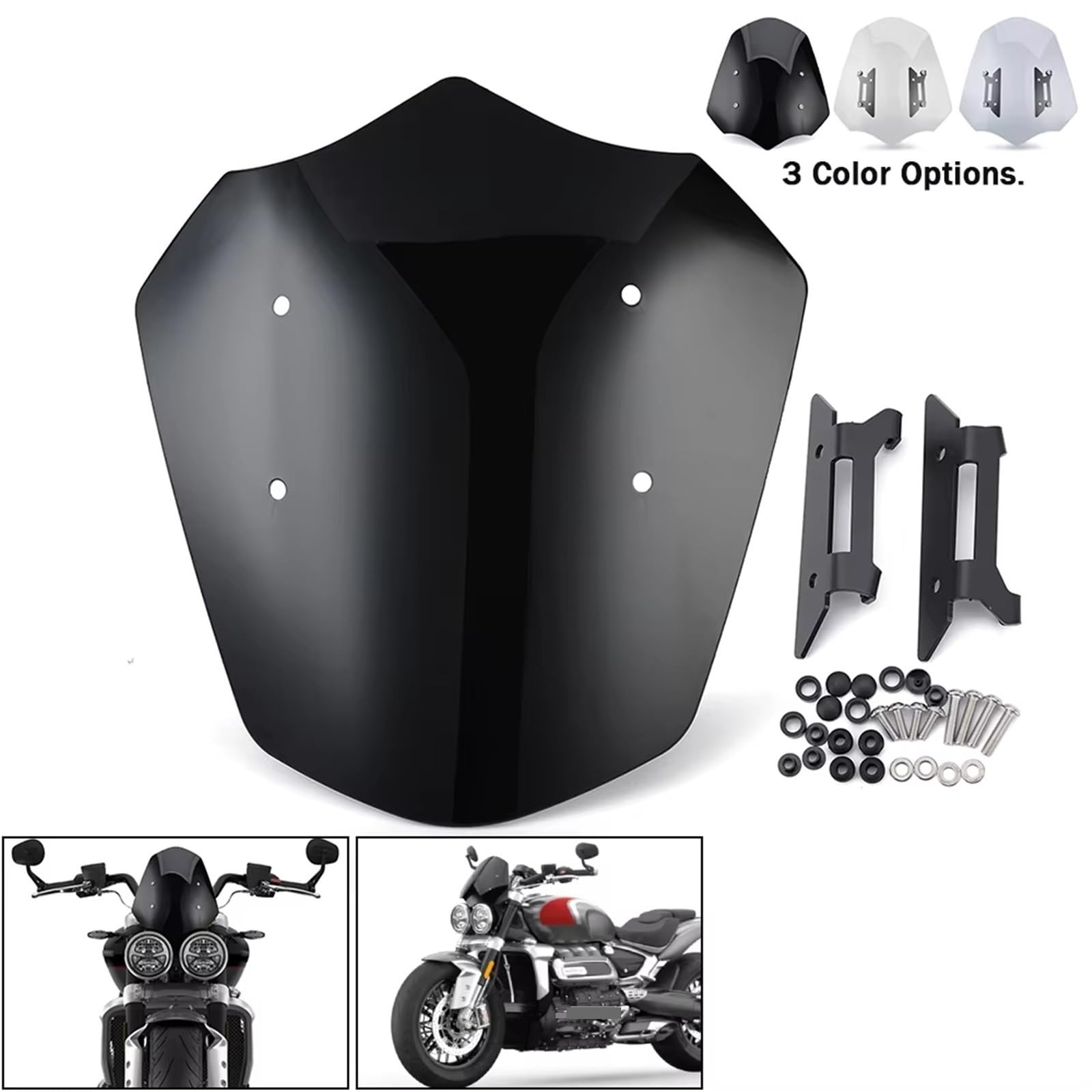 Deflector cupula Moto para Triumph para Rocket 3 R 3R 2020 2021 2022 2023 Protector Deflector De Viento para Parabrisas De Motocicleta con Soporte Deflector de Parabrisas