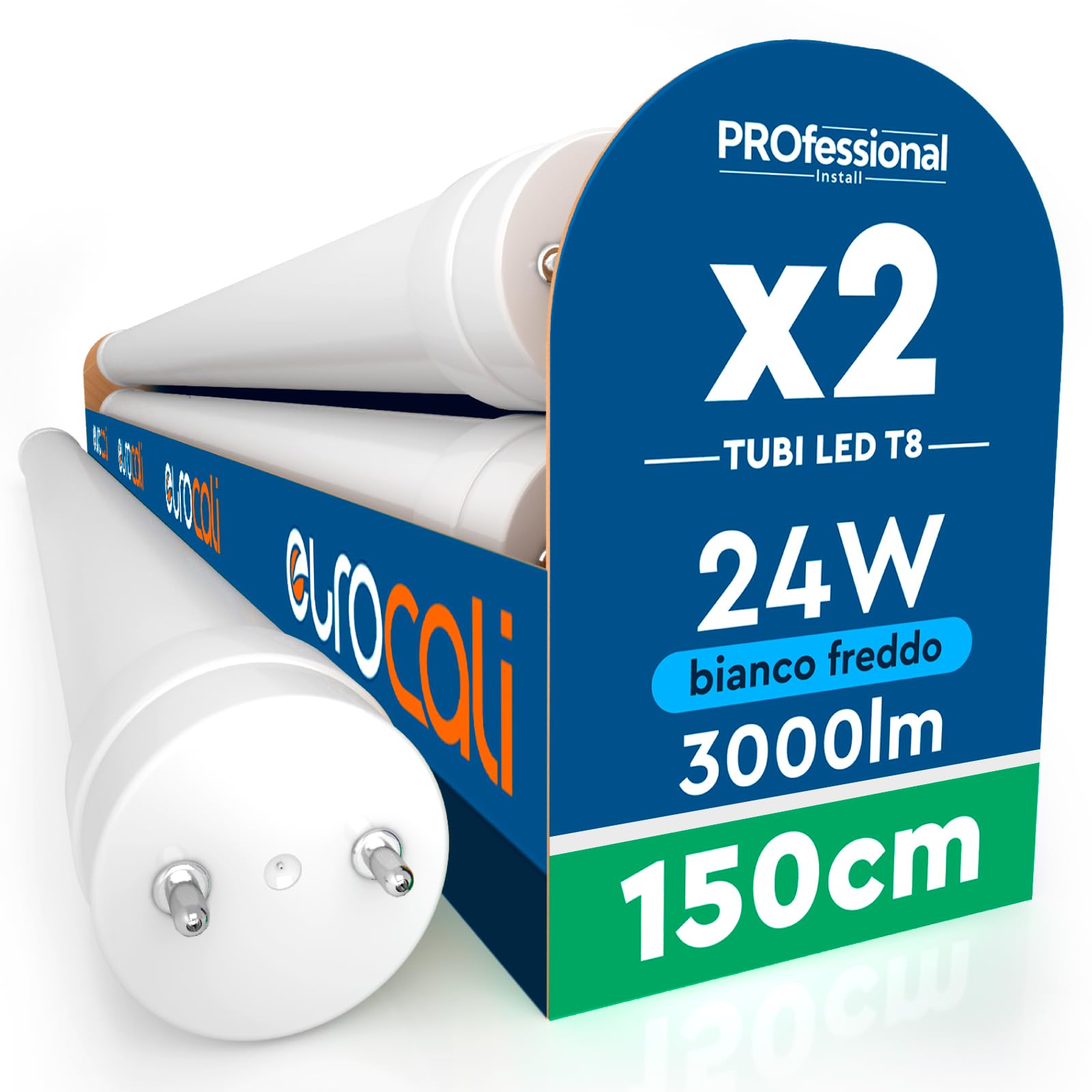 2 Tubos LED 150cm T8 G13 24W Reemplazo Fluorescente - 3000 Lúmenes Luz Fría 6500K Alta Luminosidad 125 lm/W - Material Nano-Plástico con Cebador LED Ideal para Garaje y Comercio - 3 Años de Garantía