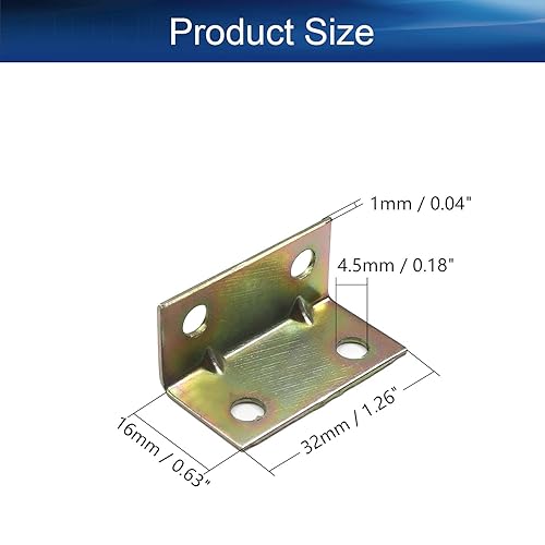 Miniatura 6 de Yinpecly - Soporte de esquina de metal de 0,87 x 0,67 pulgadas, soportes de ángulo interno de 90 grados, soportes en forma de L, con tornillos para