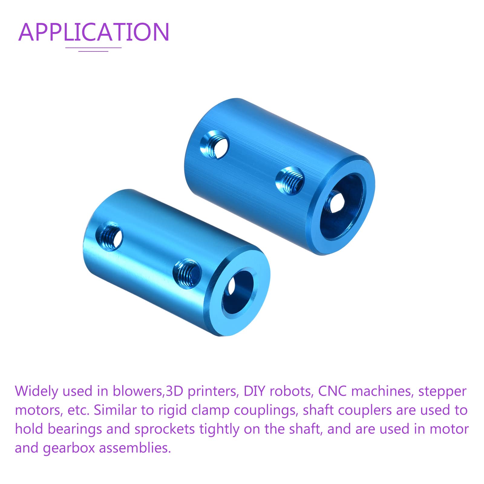 DMiotech 2 Pack 8-10mm Bore L25XD16 Rigid Coupling Shaft Coupling Joint Connector w Screws Aluminum Alloy Motor Shaft Connector for 3D Printer Blue - Image 4