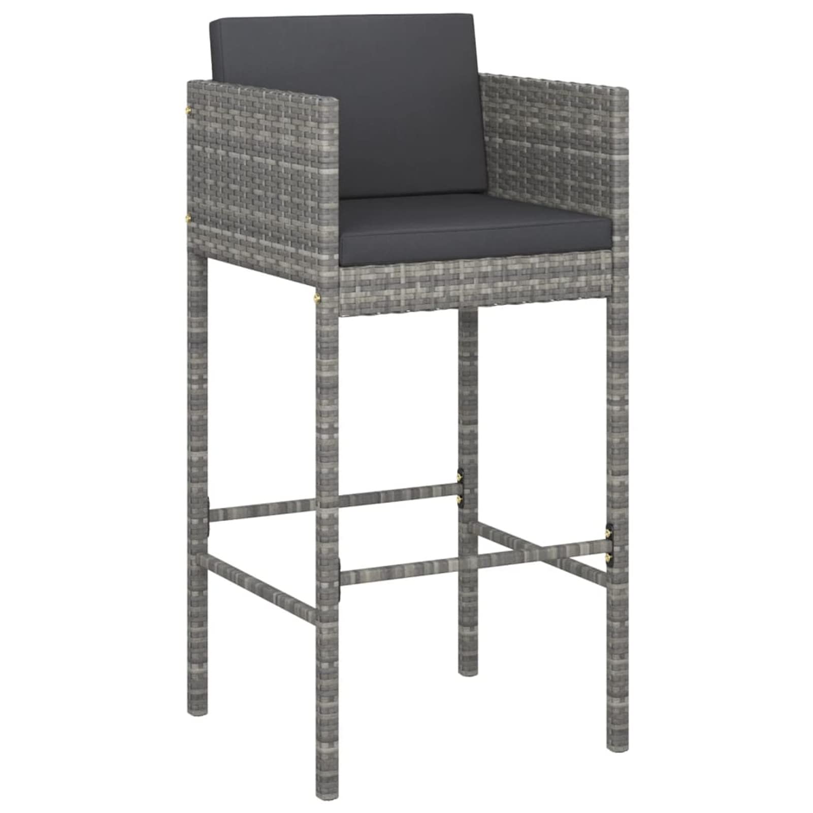 Rantry Set giardino esterno tavolo e sedie set tavolo e sedie giardino set mobili da bar giardino 5 pezzi e cuscini rattan sintetico grigio, 130 x 60 x 110 cm
