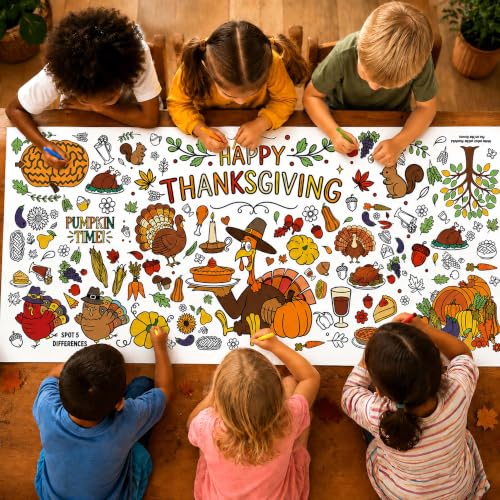 Thanksgiving Crafts for Kids- Thanksgiving Giant Coloring Tablecloth Poster - image 4