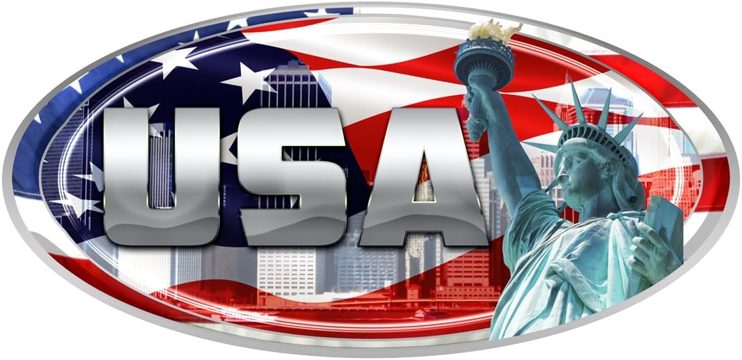 USA Oval - "Liberty" Decal - #FS252 America Truck RV Camper Trailer Vinyl Bumper Sticker Flag Truck Laminated