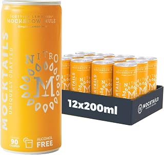 NITRO Mocktails Non-Alcoholic Drinks - Moscow Mule Nitro 12-Pack | Alcohol Free Cocktails | Non-GMO & Vegan NA Drinks | Low Calorie Alcohol Alternative Beverage | Zero Proof Flavorful Canned Mocktails