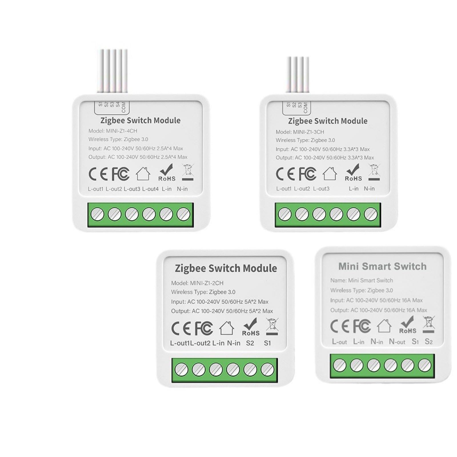 TCBSTONE Tuya WiFi/Zigbee Smart Switch 1/2/3/4 Gang Breaker AC100-260V WiFi/Zigbee Switch Module Relay Smart Life Work with Alexa & Google Home Assistant with Timer Control (ZigBee, 4Gang 10A)