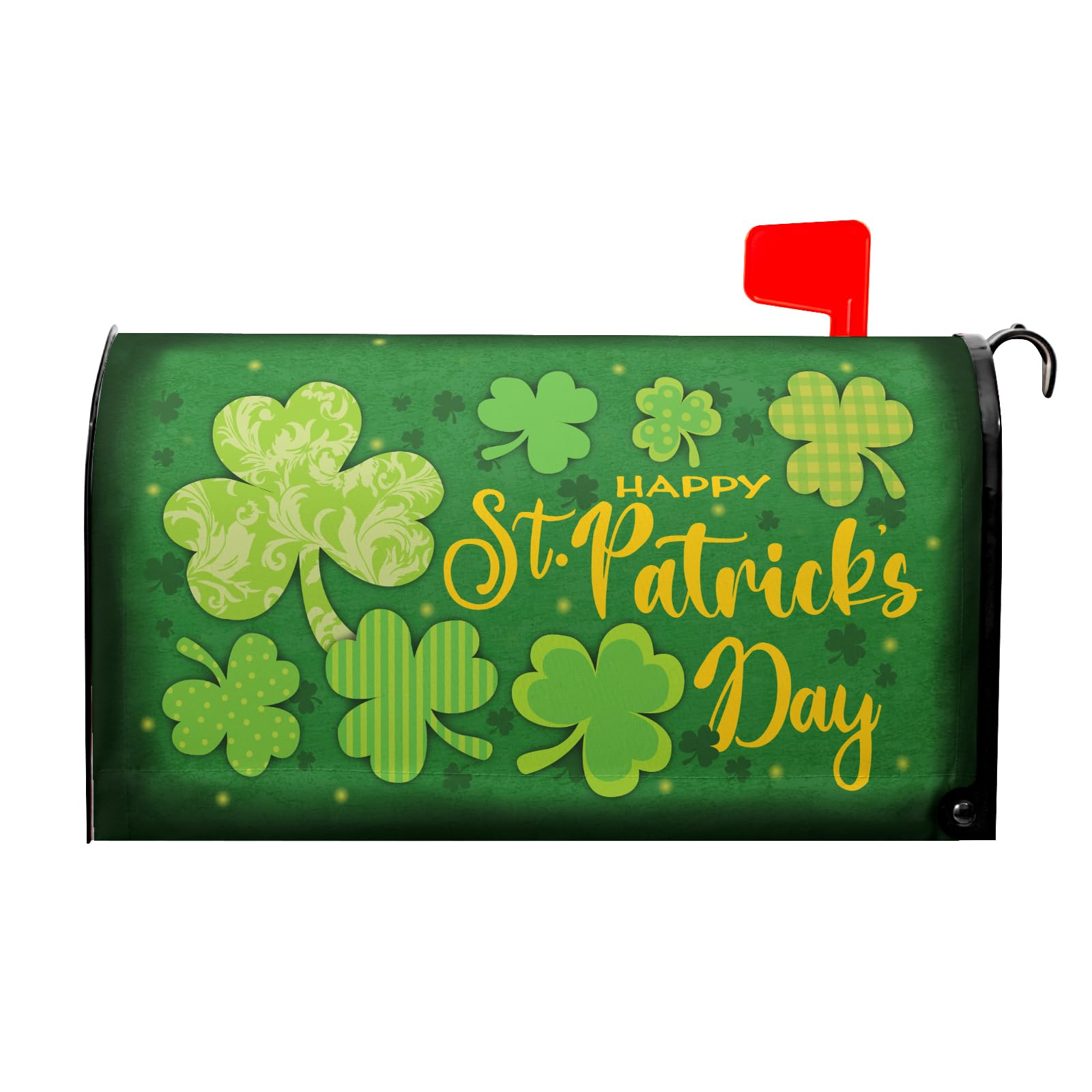 Kawani Happy St Patrick's Day Mailbox Cover Magnetic Standard Size 18”X21”Green Lucky Shamrocks Mailbox Wraps Spring Saint Patrick Day Mail Box Decals Irish Post Letter Box Cover for Home Garden Yard